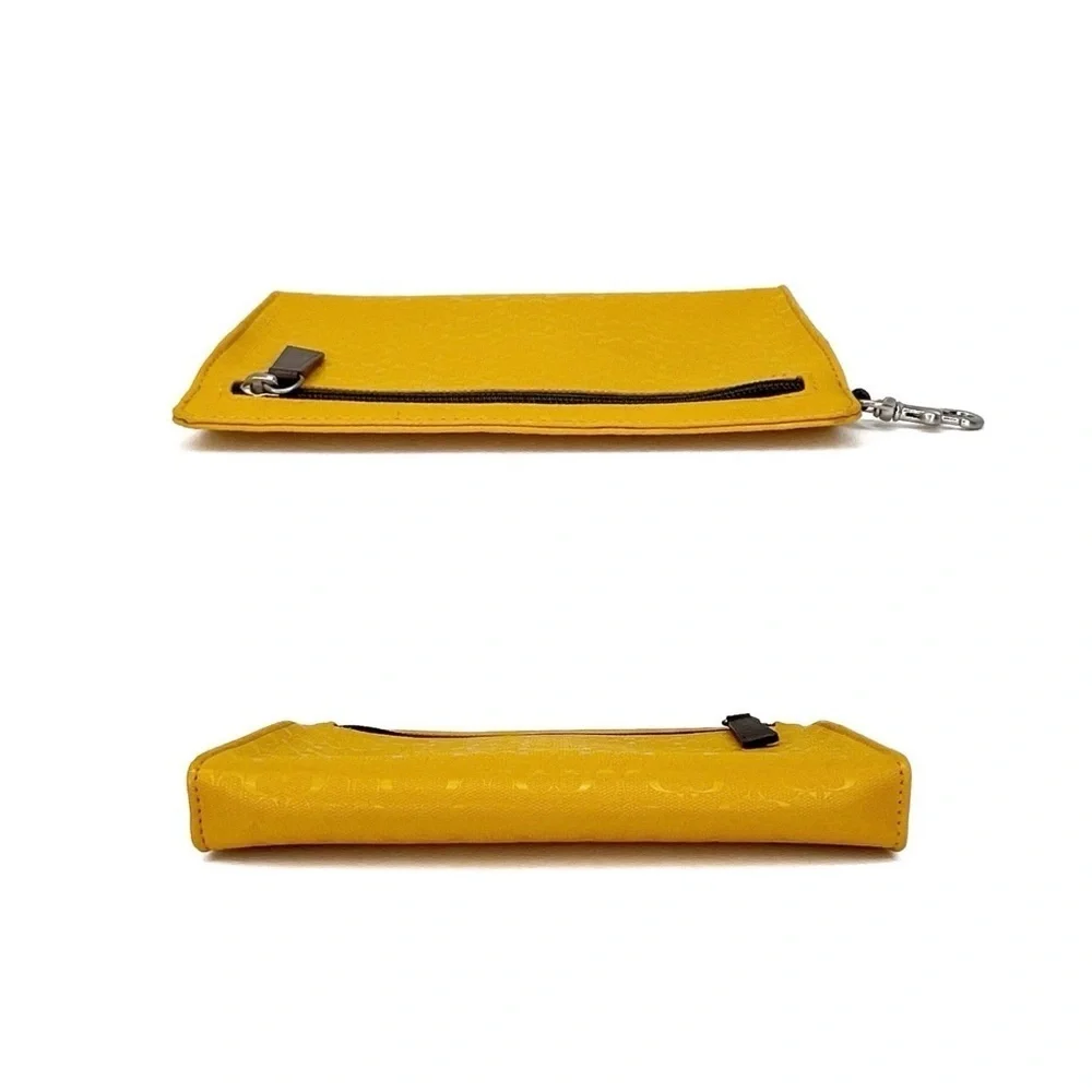 Coach Clip-on Accessory Pouch Logo Sunflower Yellow Brown PVC 8.5” x 5.5” x 1”